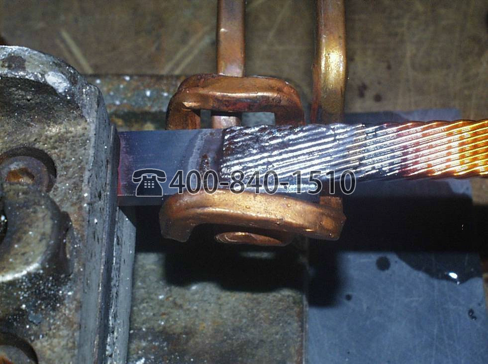 Ambrell感应加热器 钎焊应用37：铜块上焊接绞合线束（用于汽车电机）