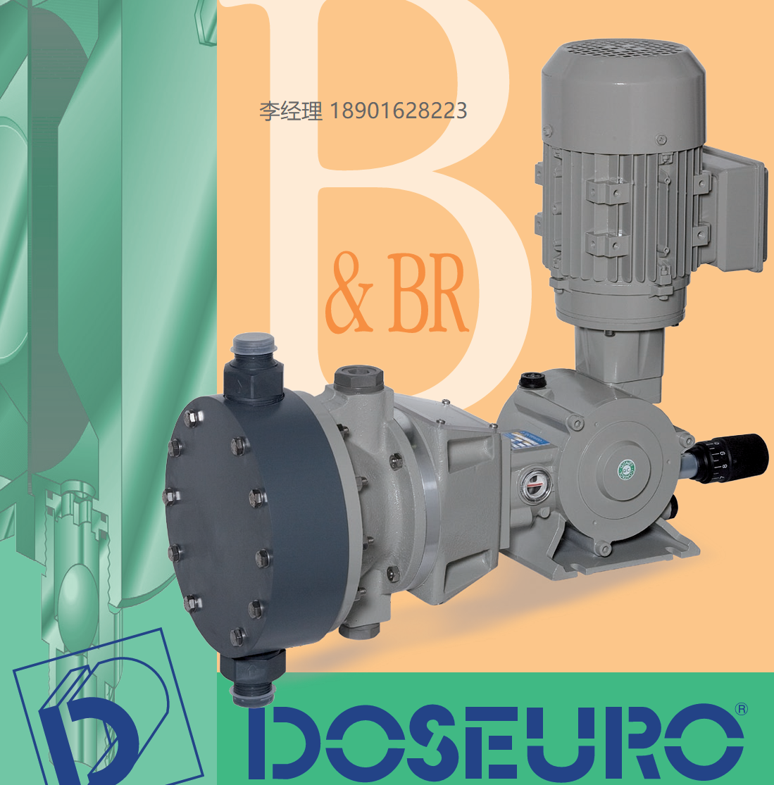 DoseuroSR 系列 弹簧复位计量泵B 型 – 液压隔膜式  BR 型 – 带内部泄压-补液阀的液压隔膜式