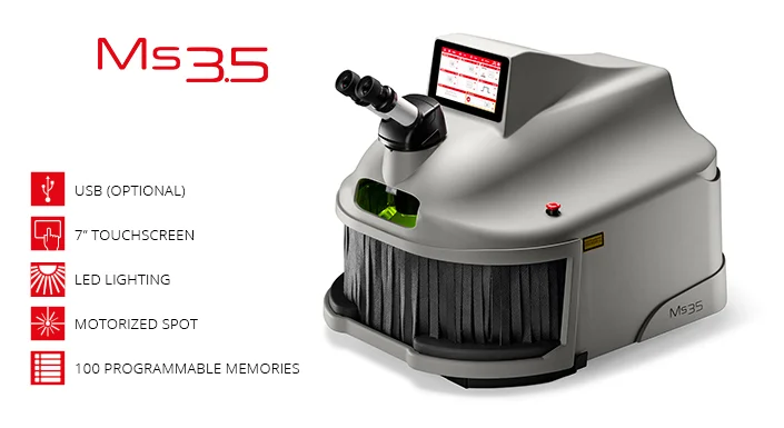MS-3.5手持式激光焊接机，非常适合需要快速焊接和精加工精度的金匠和牙科技术人员