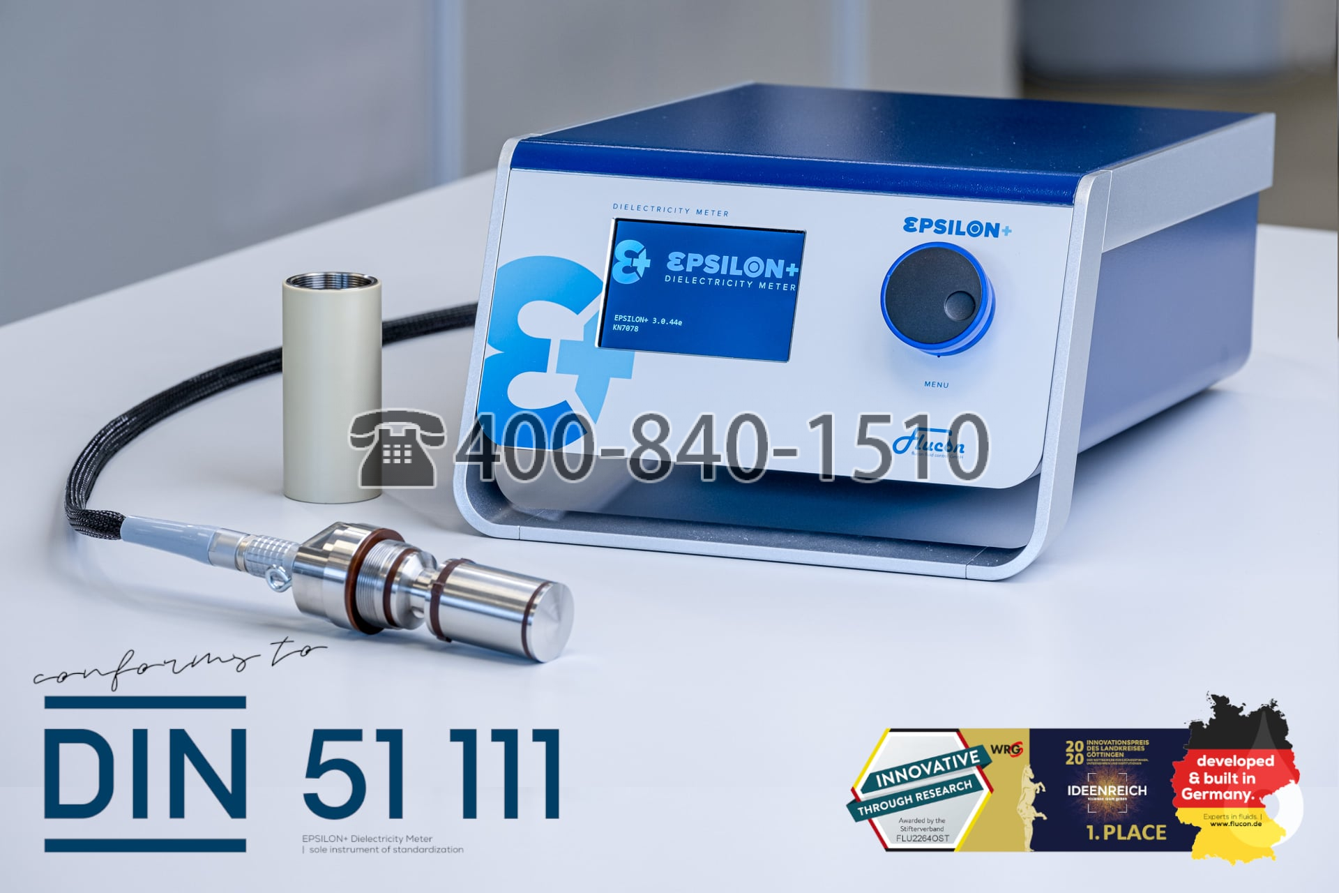 Flucon EPSILON+介电性能测试仪 电导率测试仪 介电常数测试仪,介电传感器,流体介电性能测试仪, 油耐压/热导率仪/介损测试仪, Epsilon+介电传感器，用于测量电介质流体特性（导电性、介电常数、损耗因子）