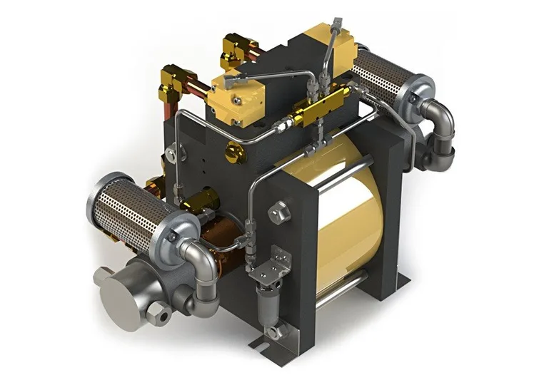 Hydratron高压设备 气体助推器 双作用（DA）气体增压器 具有直接连接的一体式线性往复式气动马达的往复式正排量气泵