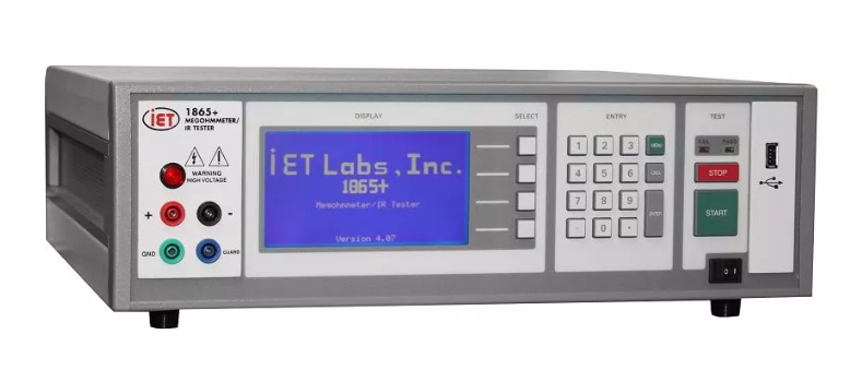 美国IET Labs 1865+兆欧表，测量范围从1 kΩ 至100 TΩ，用于对各种部件、材料和电子设备的绝缘电阻进行高精度测量，可同时测量体积电阻率和表面电阻率
