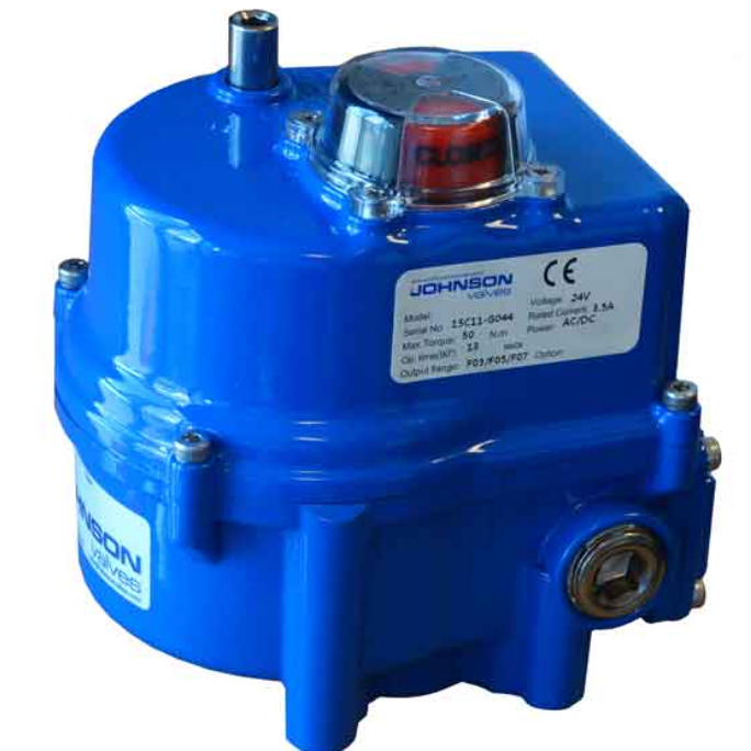 英国Johnson,执行器和驱动阀,JV-E – Johnson Valves, 电动执行器,电动推杆专为球阀蝶阀旋塞阀和风门的直角回转应用而设计
