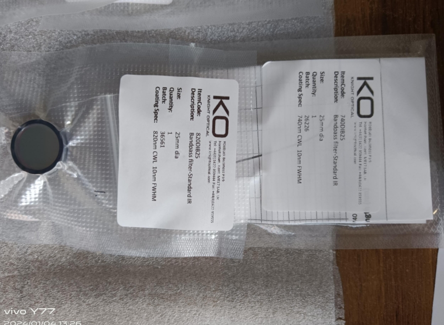 英国Knight Optical 740DIB25,Knight Optical二向色滤光片,KO干涉带通滤波器,Knight Optical滤波片