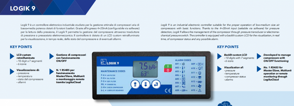 LOGIK9 CONTROLLER FOR SCREW COMPRESSORS, 电子控制器