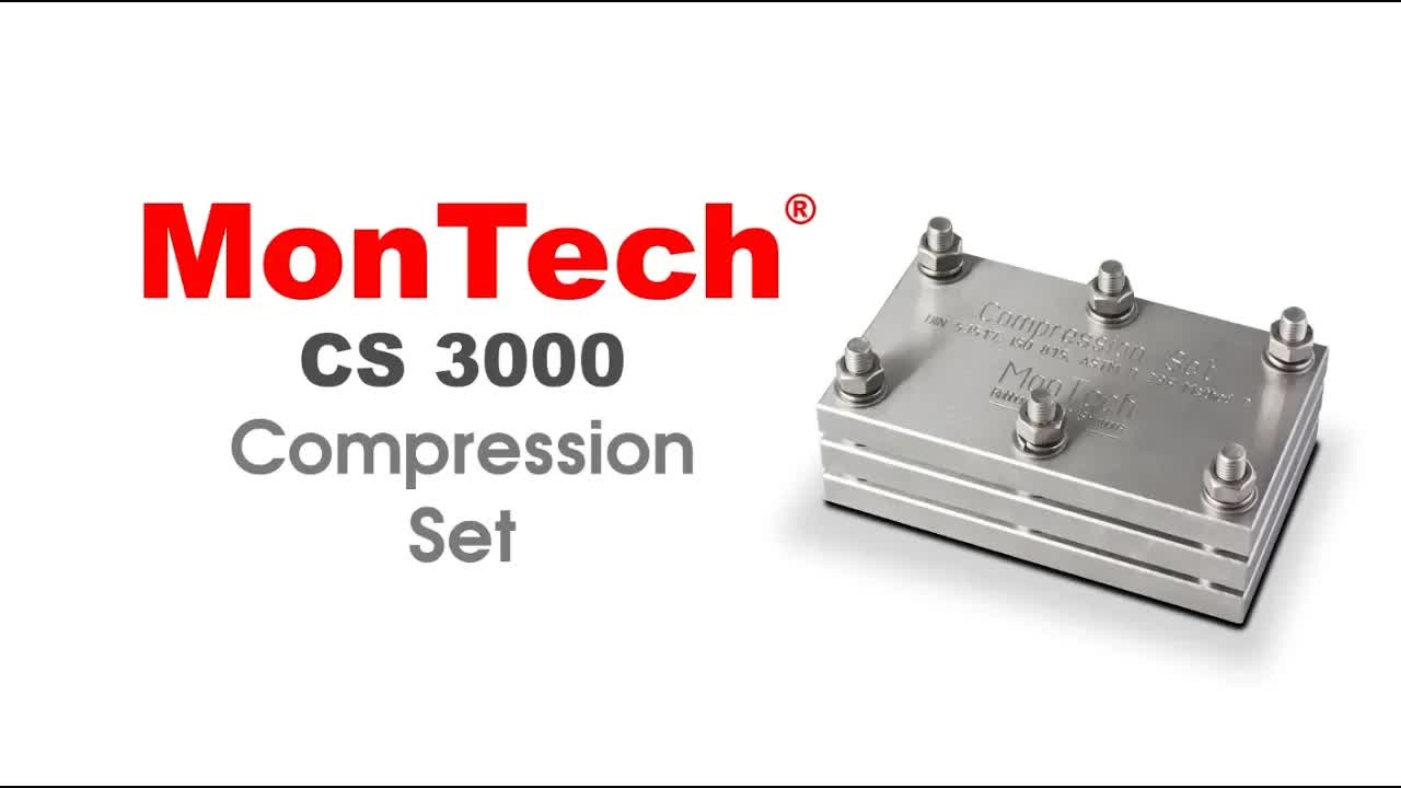 MonTech CS 3000橡胶压缩套件，橡胶压缩永久变形测试可测量在将压缩力和环境因素施加到胶料后，橡胶返回原始厚度的响应