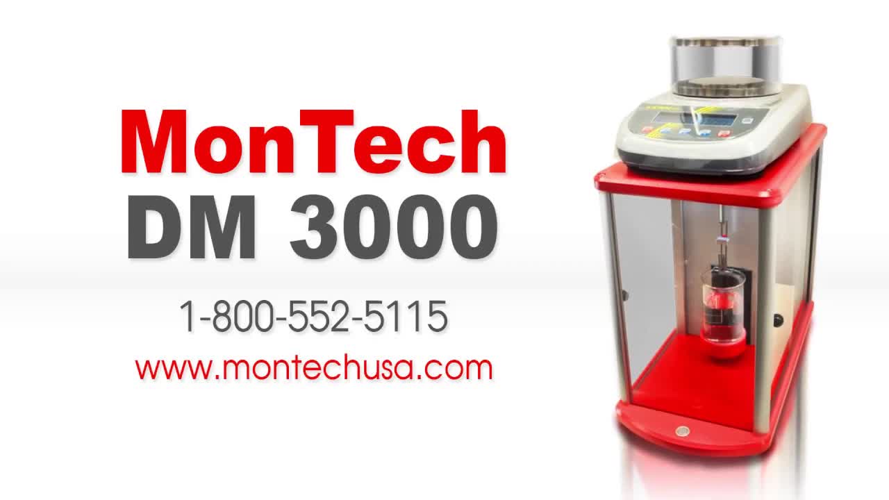 德国MonTech DM 3000橡胶密度计/比重测试仪，用于固化化合物，使用静水压法实现密度测量。 设计用于快速准确地确定比重