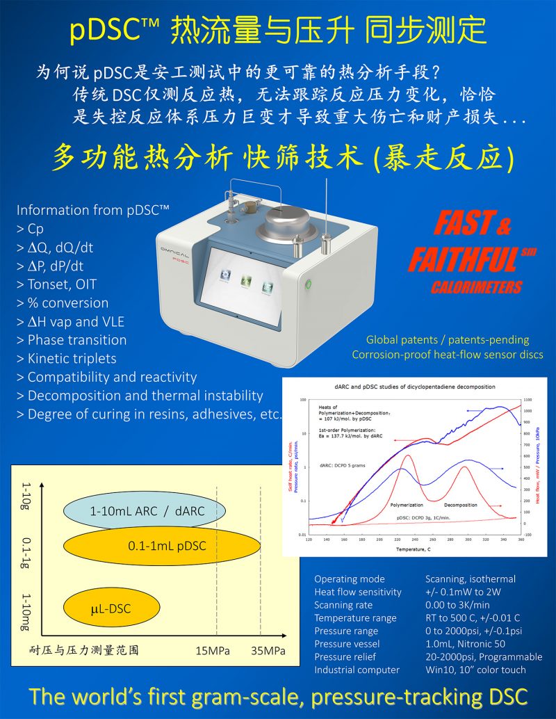 pDSC™热流量与压升同步测定 多功能热分析 快筛技术 暴走反应 - 绝热加速量热仪-反应量热仪