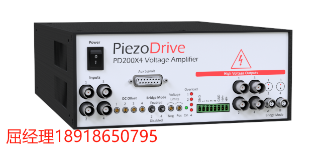 PiezoDrive PD200X4 – 四通道功率放大器 用于驱动压电致动器和其他负载  适用于广泛的应用，包括电光学、超声波、振动控制、纳米定位系统和压电电机