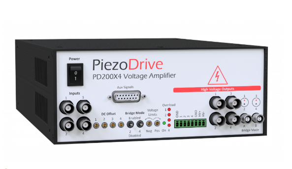 澳大利亚Piezodrive,PD200X4 – 四通道功率放大器,PD200X4 适用于广泛的应用:包括电光学、超声波、振动控制、纳米定位系统和压电电机