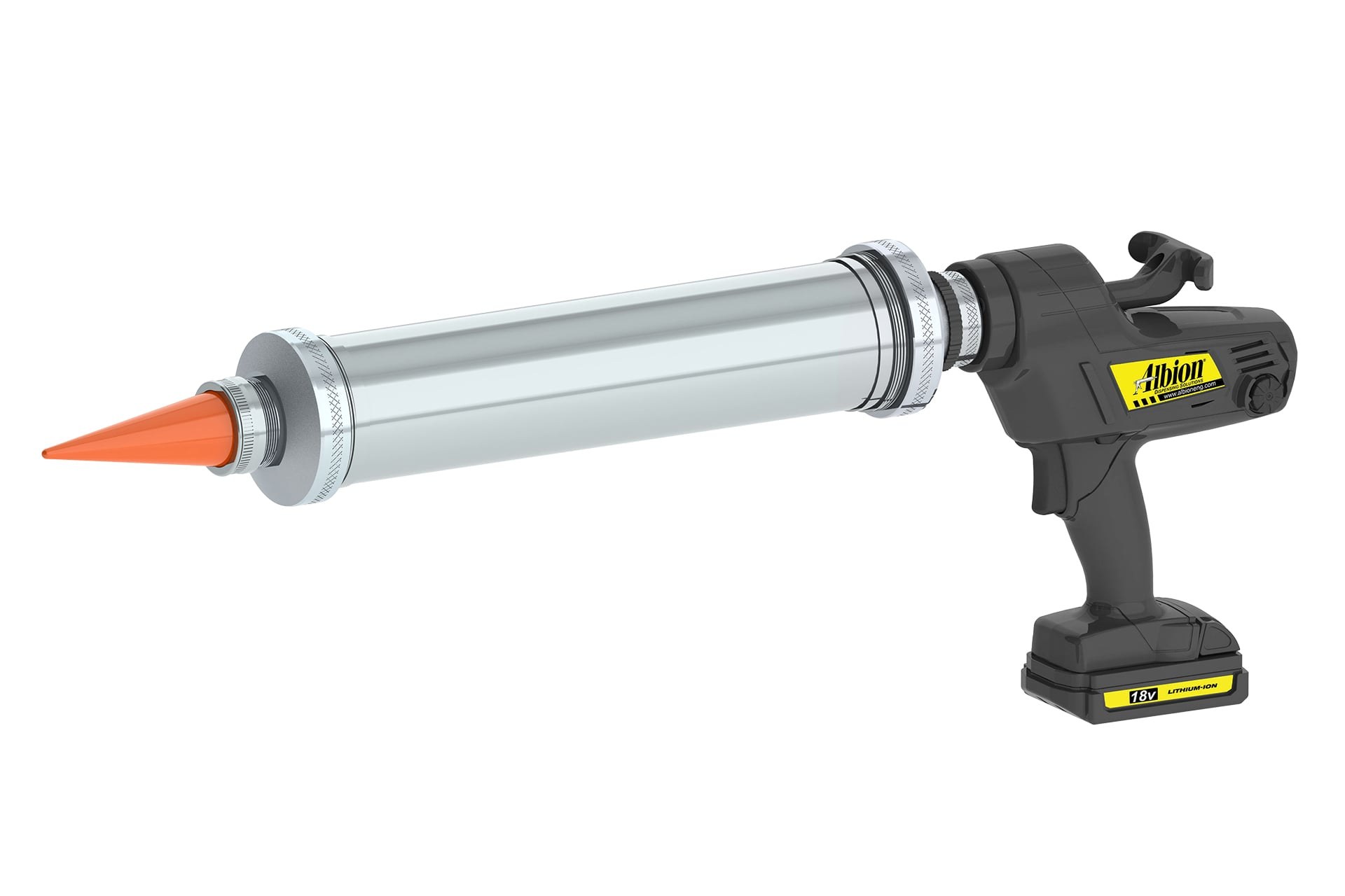 18 Volt 80 Ounce Cordless Bulk Gun with Orange Cone Nozzles