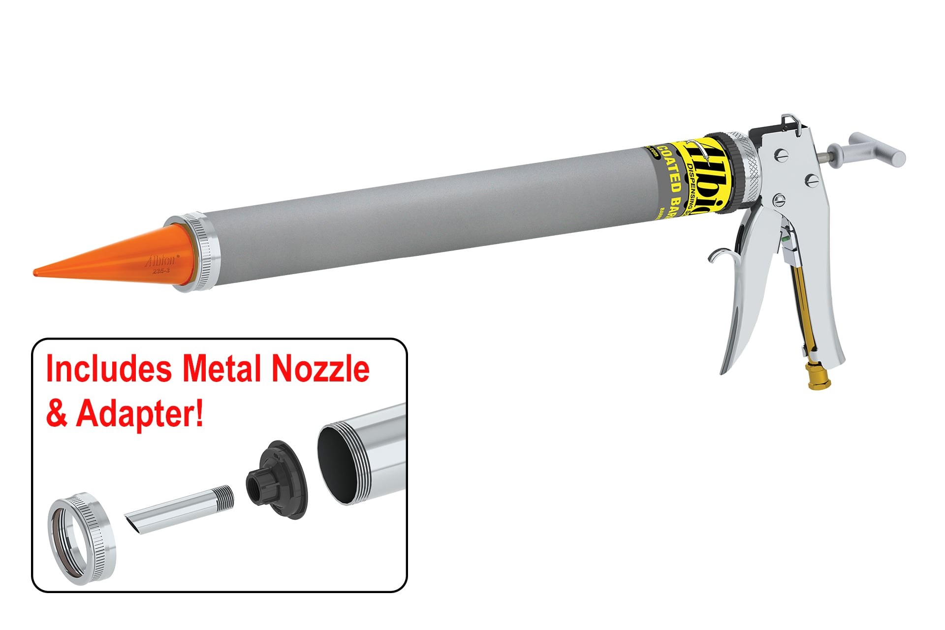 30oz Air Powered Bulk Gun with Teflon Barrel & Orange Cone Nozzles