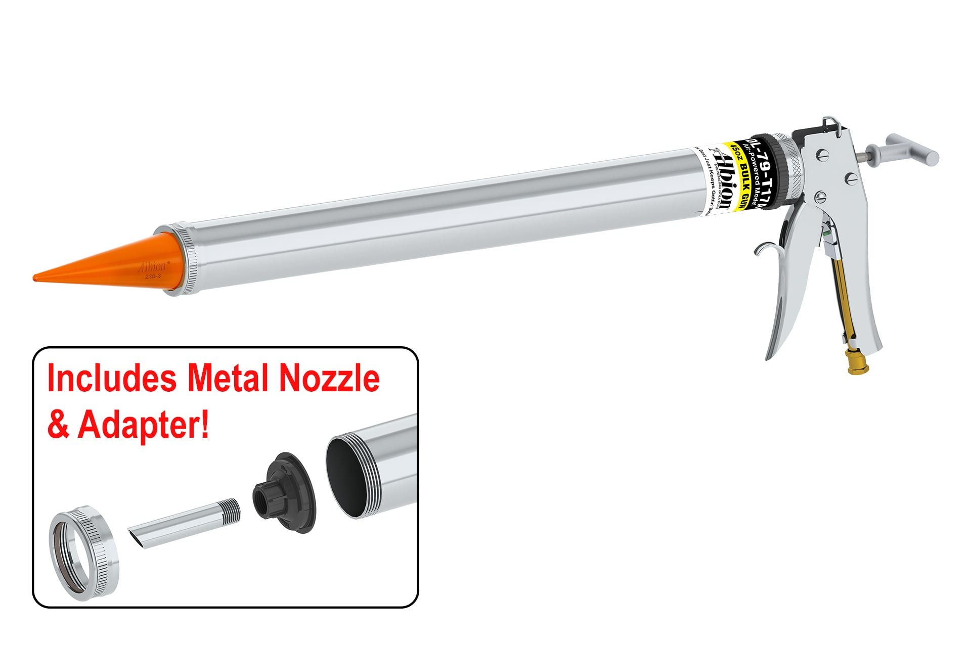 45oz Core Air-Powered Bulk Gun w/ Orange Cone Nozzles