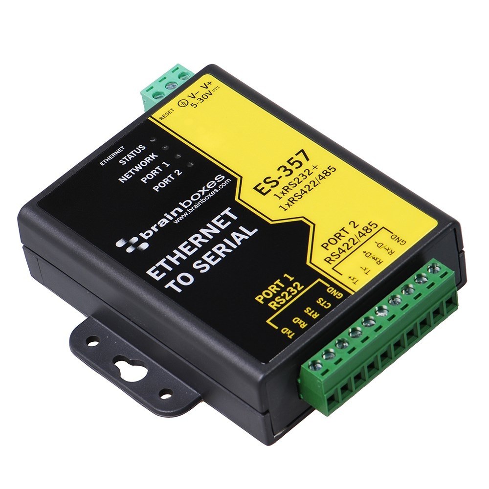 ES-357 1 Port RS232 and 1 Port RS422/485 Ethernet to Serial Adapter