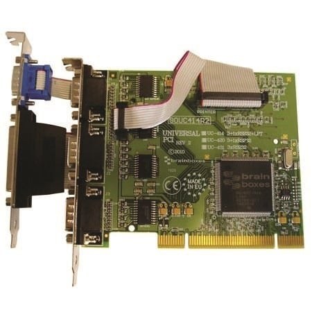 UC-414 4xRS232 PCI Serial Port Card (3x9 pin ports + 1x9 pin port) with LPT Parallel Port for Printer