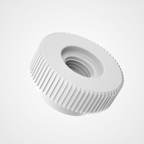 Écrou en plastique avec moletage fin (A) ou grossier (B)