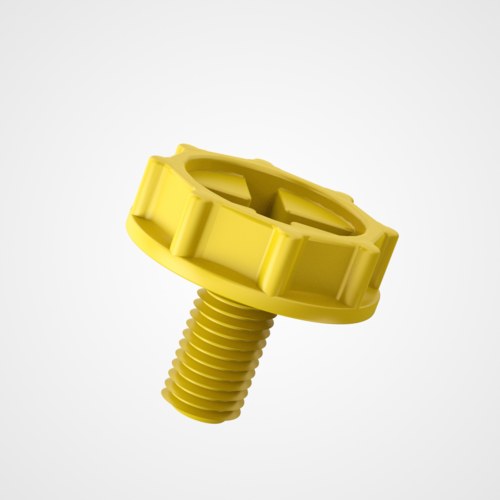 Screw Plug with Slot, Knurled Head, Standard/ Fine Thread, HDPE Yellow BPE 157