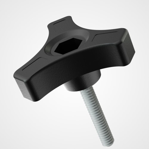 Three-Star Handwheel Male Nylon Black ⌀ 55 mm BPF 184