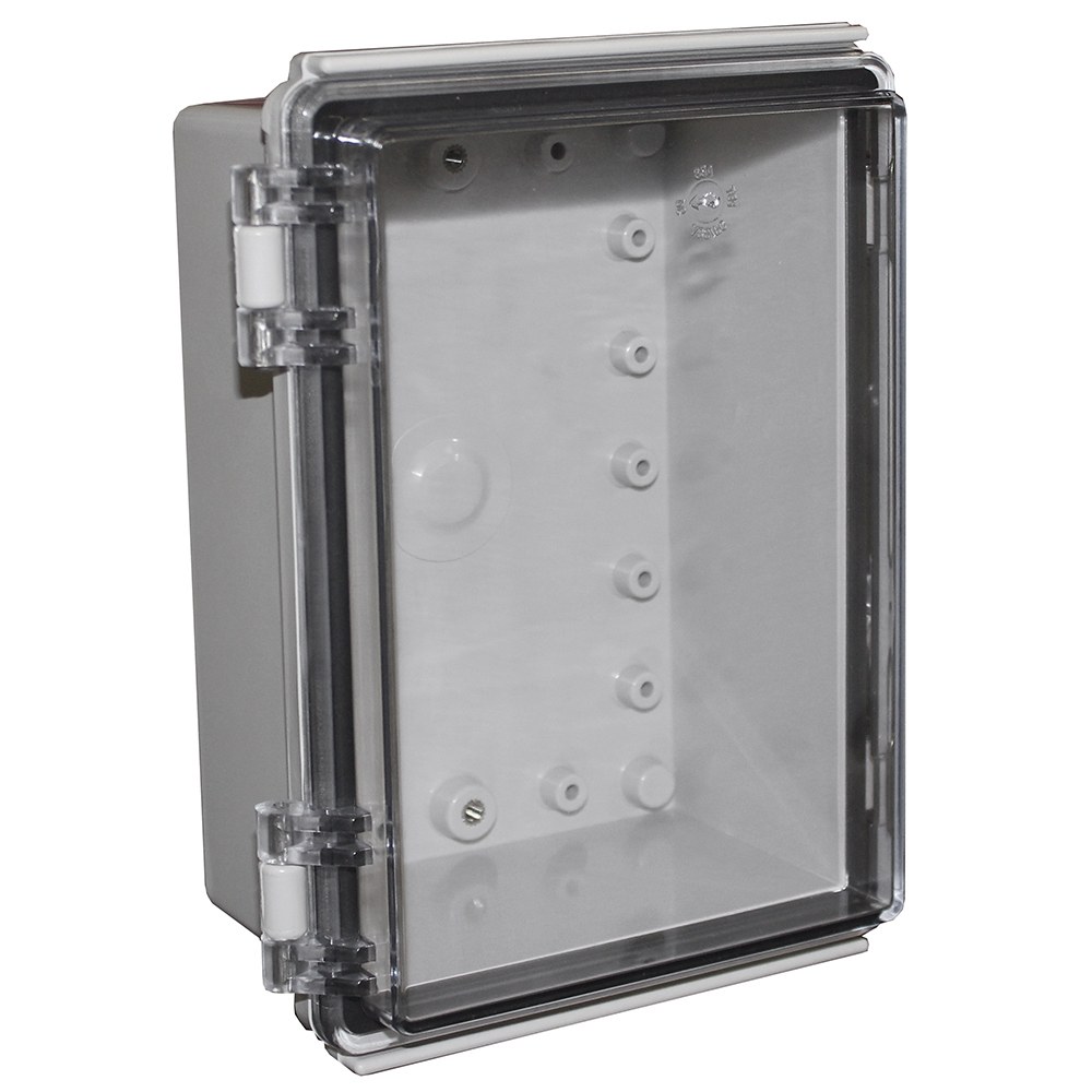 CHDX8-223C - X8 Series Waterproof Hinged Door Enclosure with Clear Lid, Grey, Polycarbonate UL94-V0, 185x135x85mm