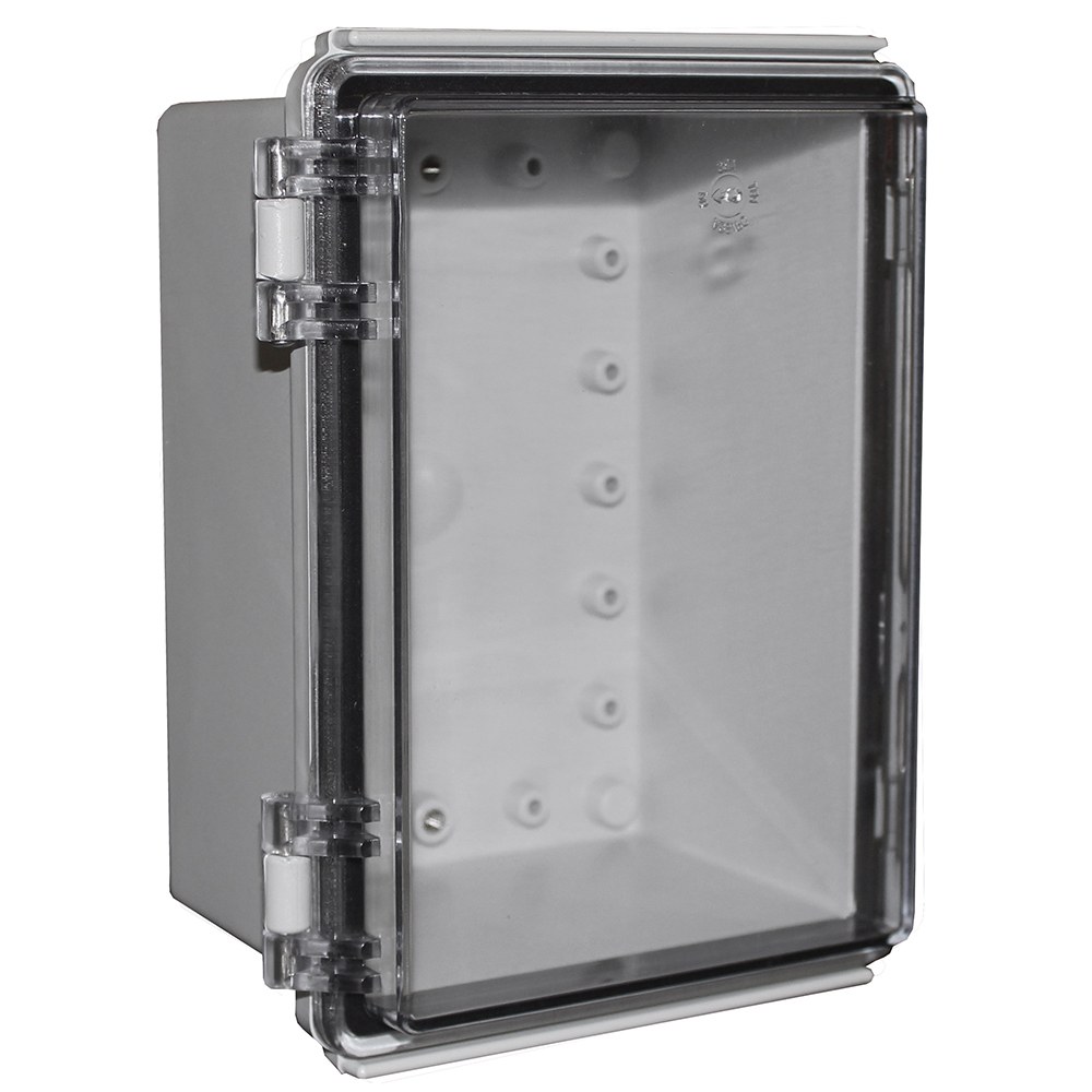 CHDX8-224C - X8 Series Waterproof Hinged Door Enclosure with Clear Lid, Grey, Polycarbonate UL94-V0, 185x135x100mm