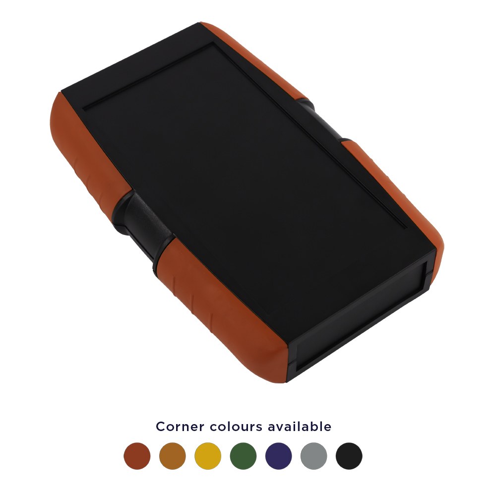 CHH661BBK - 66 Series Handheld Rubber Corner Enclosure with battery door, Black, 145x95x25mm