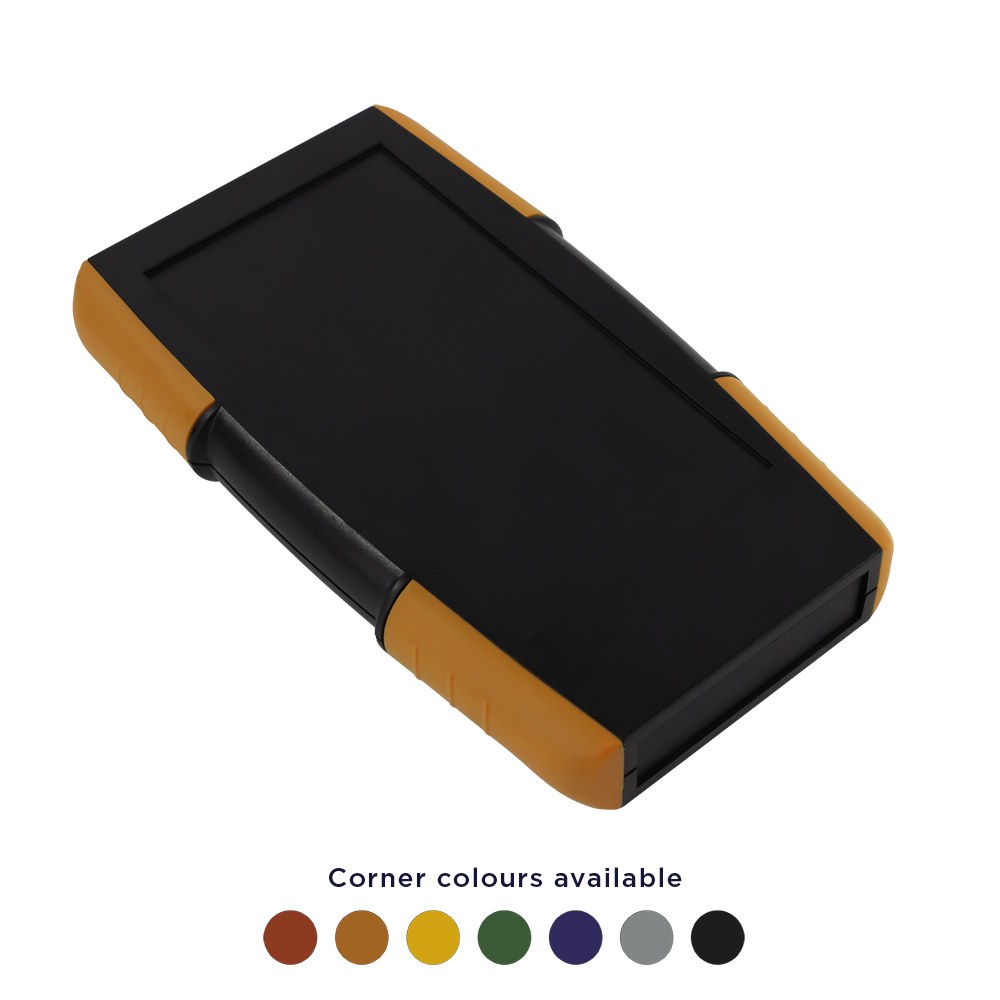 CHH663BBK - 66 Series Handheld Rubber Corner Enclosure with battery door, Black, 185x110x25mm