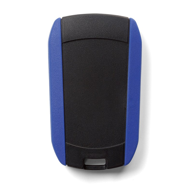 CHH932BBL - 93 Series IP67 Soft Grip Keyfob Enclosure with CR2032 Battery Compartment, Black/Blue, ABS UL94-HB, 90x44.2x
