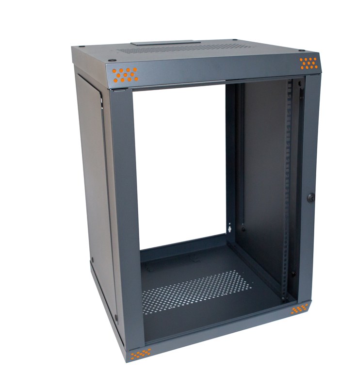 CQX155213 - CamRack QX 19 Inch Rack Cabinet For IoT and IT Installations, 15U, Orange Corners
