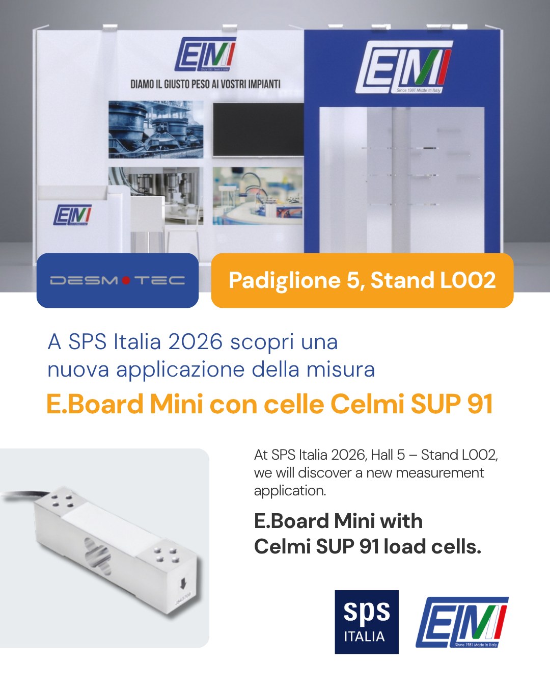 SPS Smart Production Solutions - Fiere di Parma dal 26 al 28 Maggio 2026 - Celmi S.r.l.