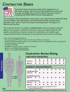 Cementex Contractor Series Sizing Chart