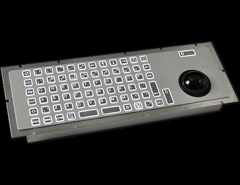 LED Illuminated 72-Key Industrial Keyboard with Trackerball