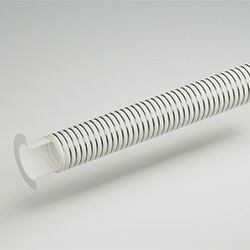 RESISTOFLEX® SVWT-W, Schlauchliner in Naturfarbe, vakuumtauglicher Draht, mit Muffen oder durchgebördelten Enden