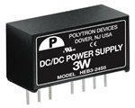 Polytron HEB3 Series DC-DC Converters, 3 Watt Single and Dual Output 4:1 Wide Input Range