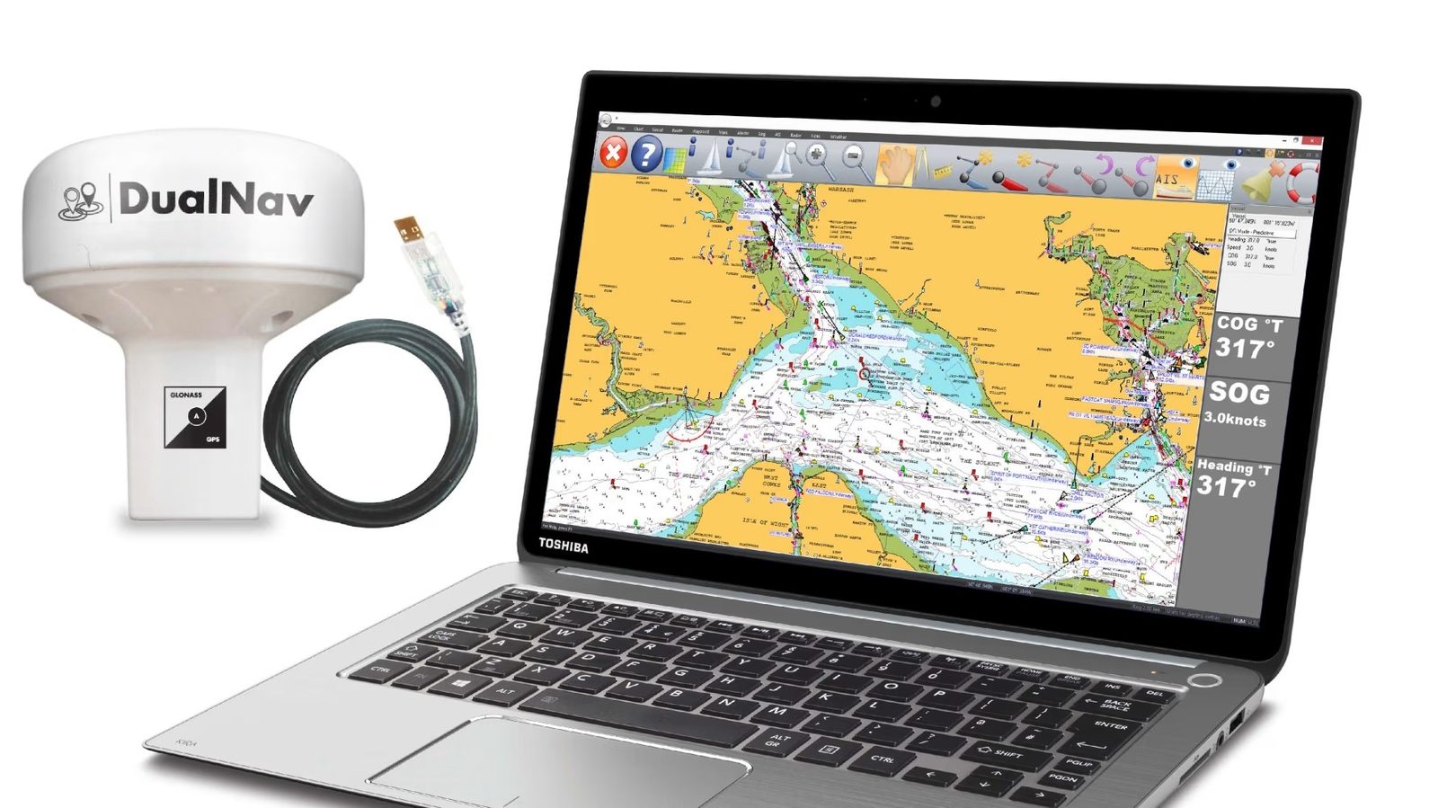 Digital Yacht's SmarterTrack Express offers laptop navigation with Navionic's charting and DualNav positioning