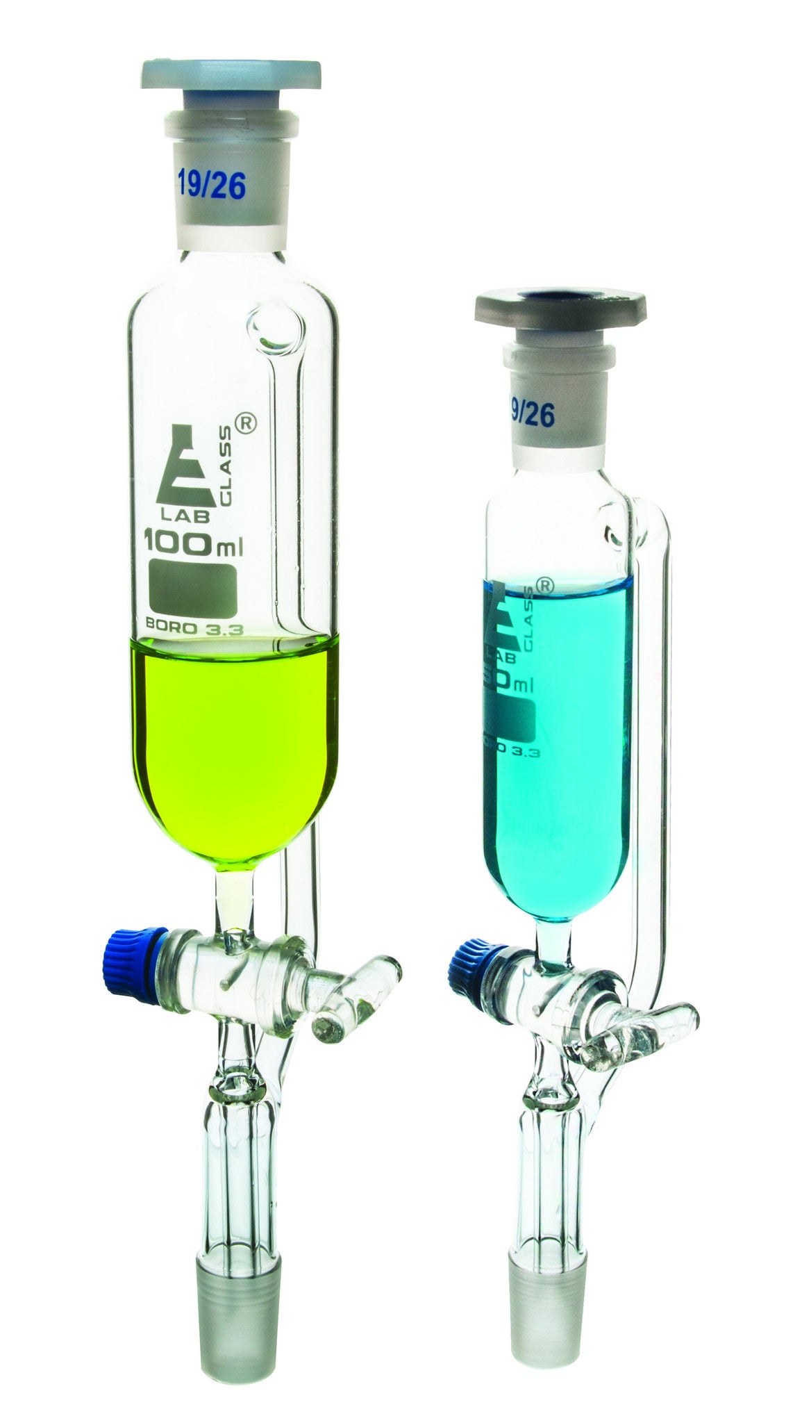 Dropping Funnel, 250ml - Pressure Equalizing - 29/32 Plastic Stopper, Glass Key Stopcock - Cylindrical, Borosilicate Gla