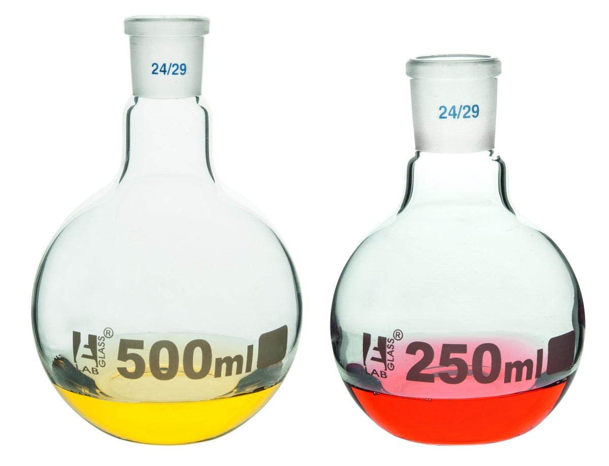 Florence Boiling Flask, 5000ml - 45/40 Joint, Interchangeable - Borosilicate Glass - Flat Bottom, Short Neck - Eisco Lab