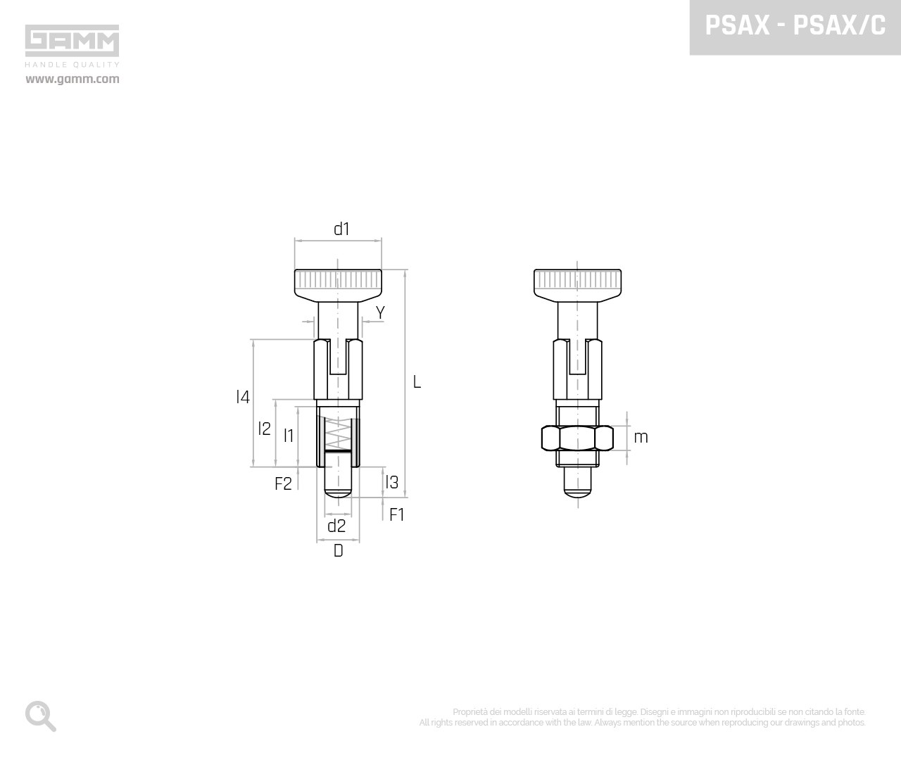 Federnde Druckbolzen PSAX