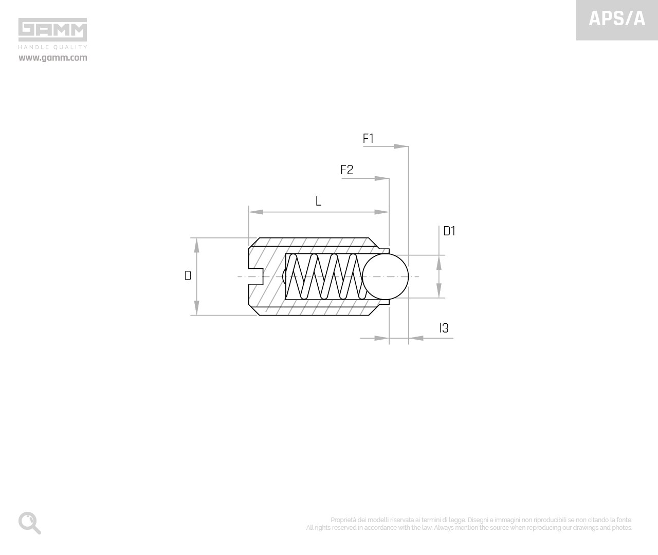 Threaded ball and spring plunger APS/A