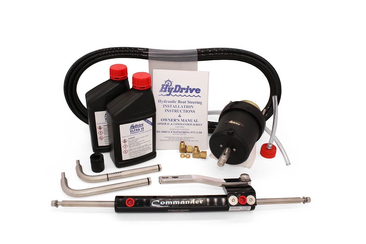 Comkit6 with 512 bullhorn cylinder for single outboards to 150HP