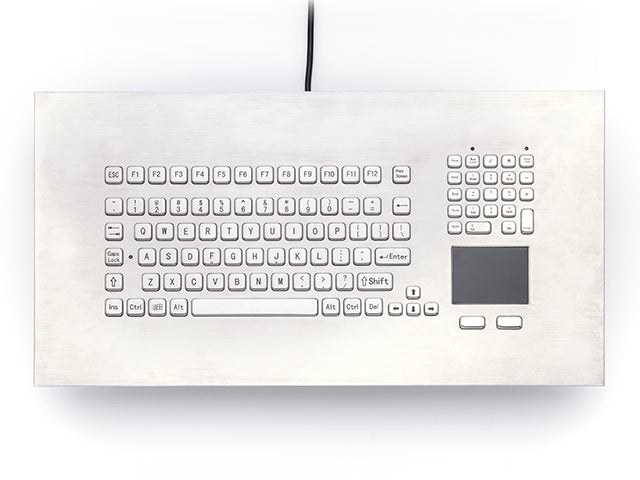 Panel Mount Stainless Steel Keyboard with Numpad & Touchpad