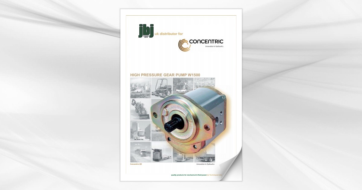 Concentric W1500 series high pressure hydraulic gear pumps available from jbj Techniques Limited