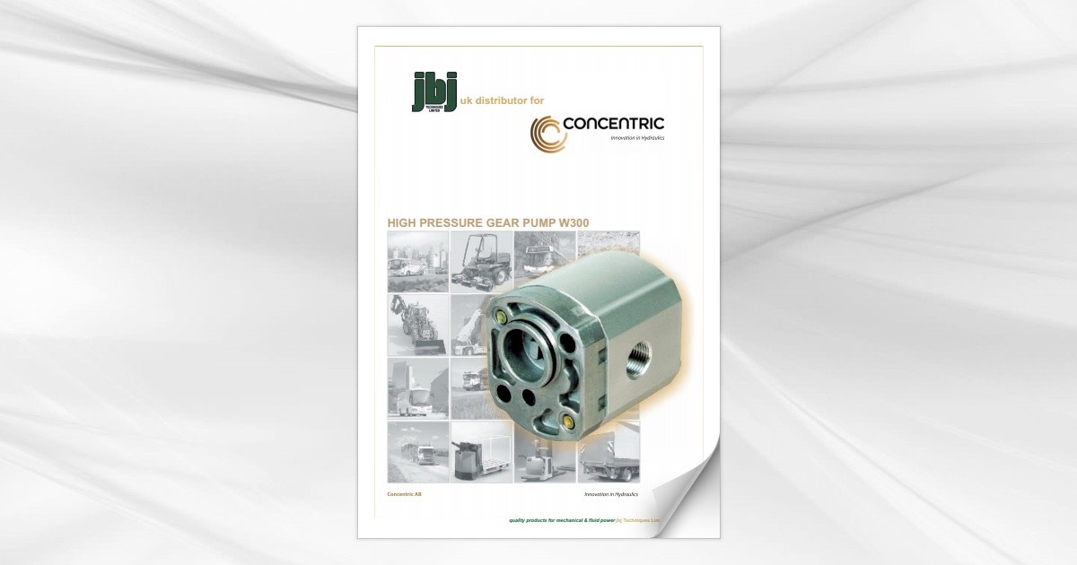 Concentric W300 series high pressure hydraulic gear pumps available from jbj Techniques Limited