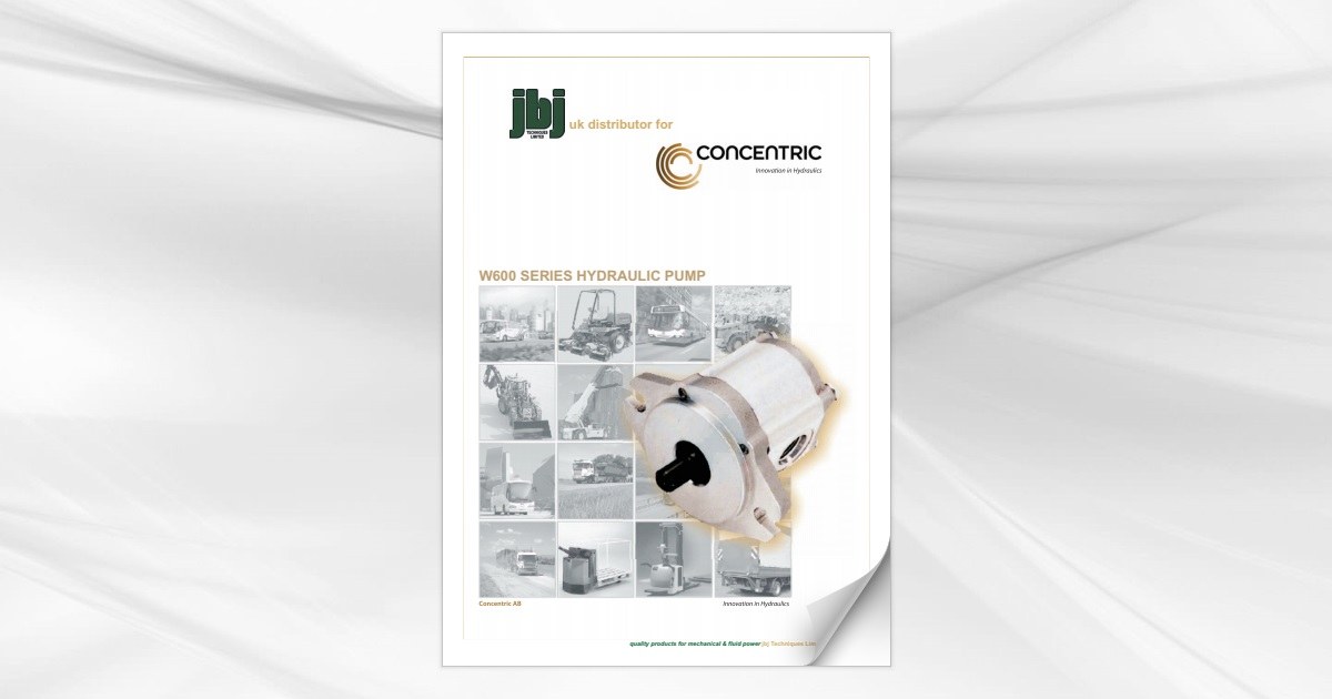 Concentric W600 series hydraulic gear pumps available from jbj Techniques Limited