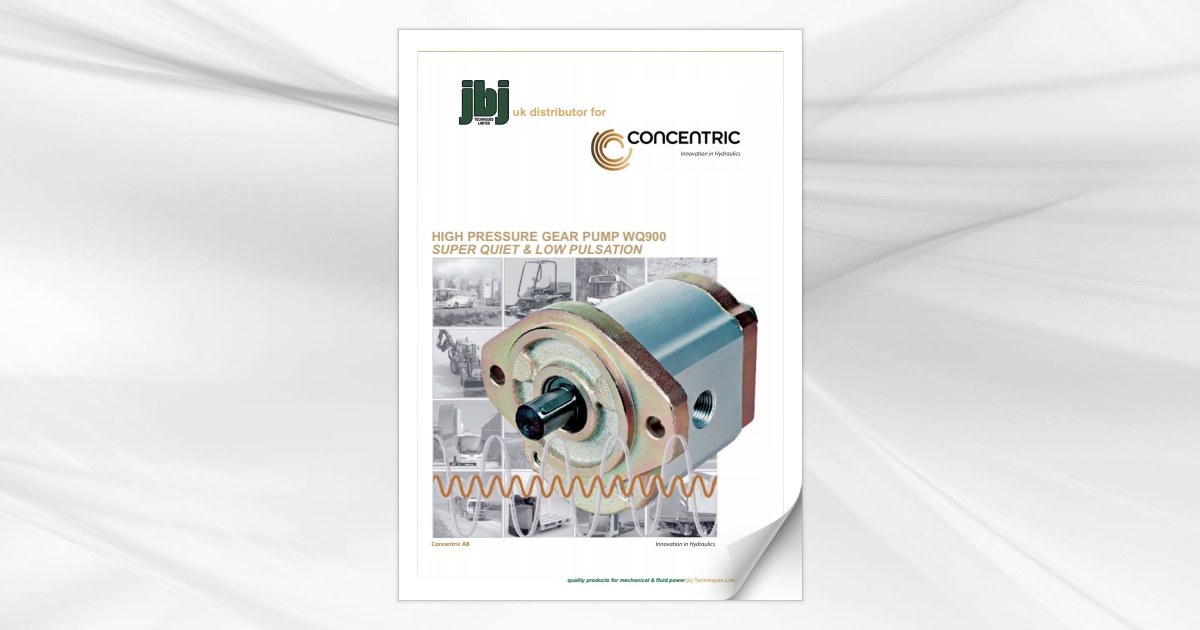 Concentric WQ900 high pressure, super quiet, low pulsation gear pumps available from jbj Techniques Limited