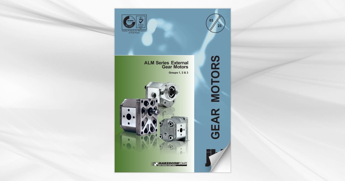 Marzocchi ALM series hydraulic gear motors, groups 1, 2 and 3 including relief valve and anti-cavitation valve versions