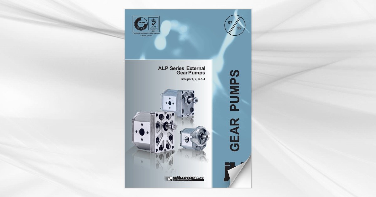 Marzocchi ALP series gear pumps, groups 1, 2, 3 and 4 including relief valve and shaft supported versions from jbj Techn
