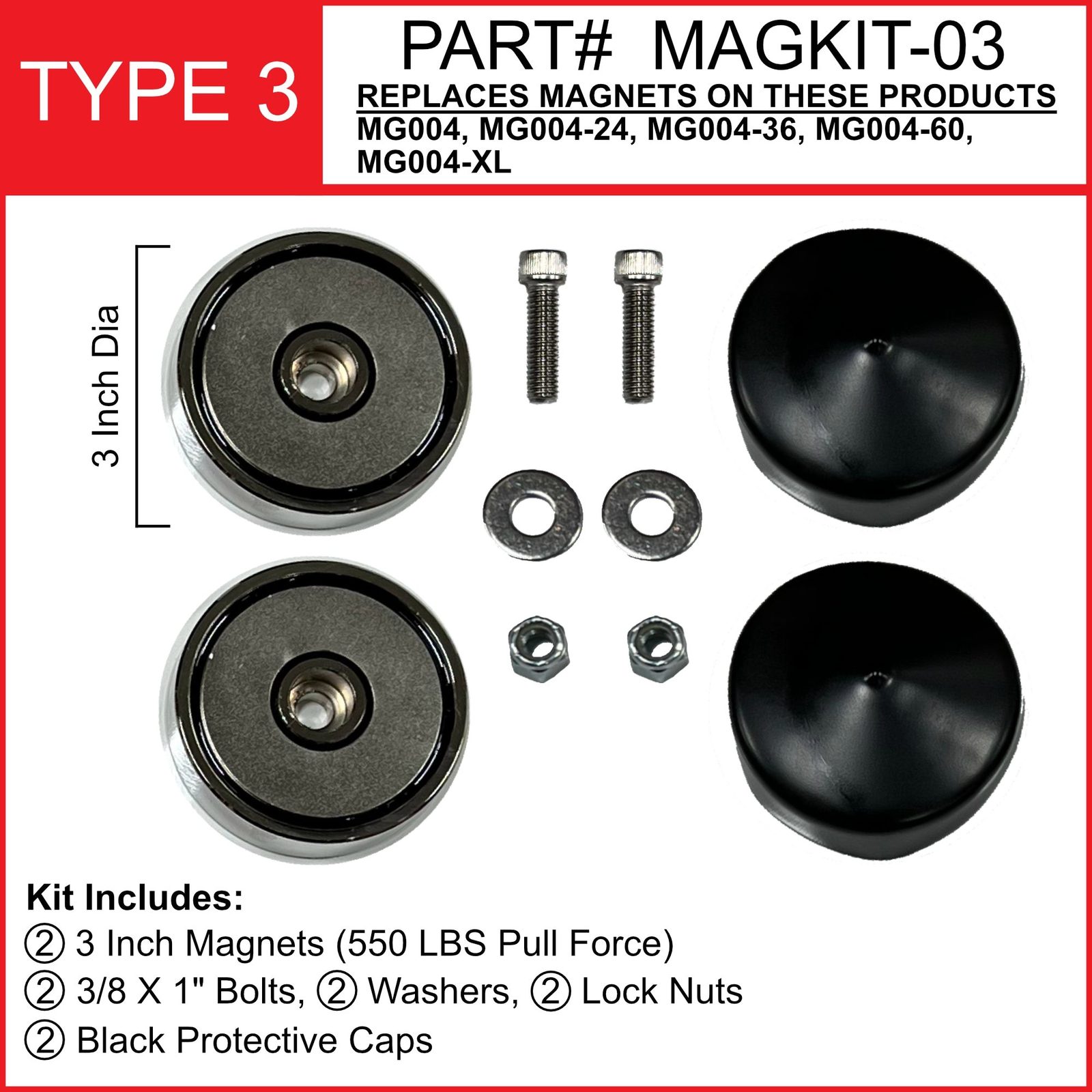 Replacement Magnet Kit:TYPE 3: Multi-Grab IV