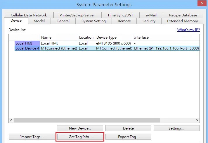Connection Parameters Needed for HMI/cMT Products to Communicate with MTConnect Ethernet using EBPro (EasyBuilder Pro)