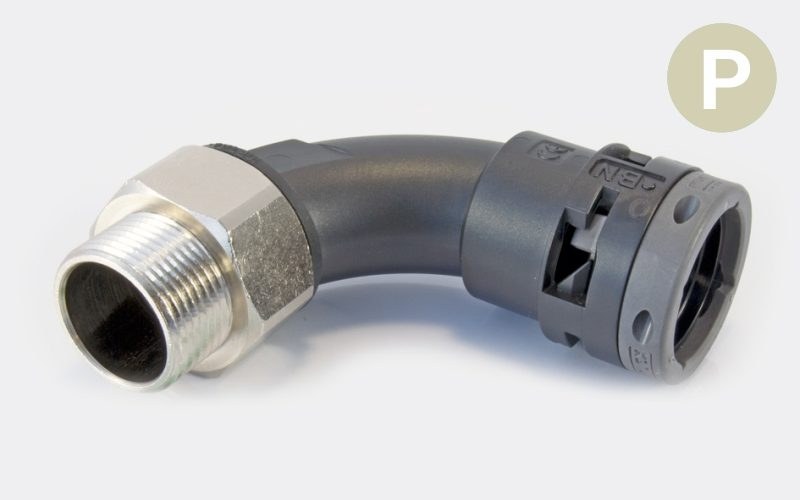 BMSE 90° Male PG Fitting with Metal Thread