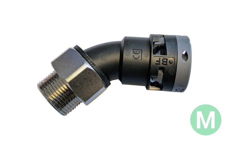 BMSF 45° Male Metric Fitting with Metal Thread
